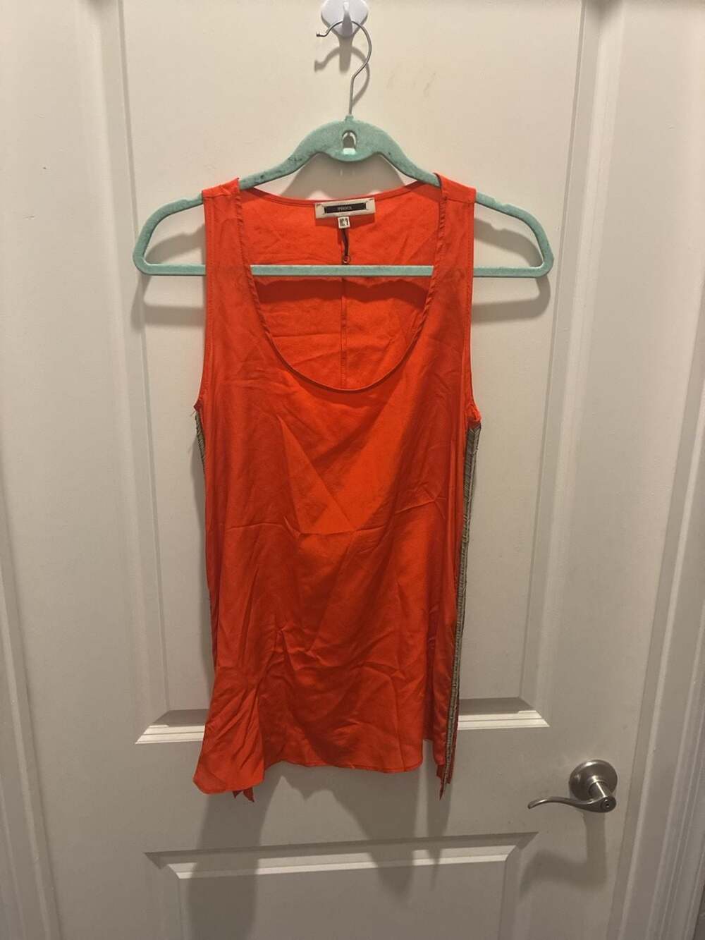 Ipekyol Orange Scoop Neck Tank Top with Beaded Side Panels